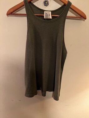 Free People Olive Green Tank Top With Full Flowing Hem--Size XS